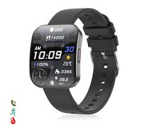 DAM Smartwatch QS08. Écran incurvé AMOLED de 1 85 pouces appel bluetooth assistant vocal et modes de sport 3 9x0 7x3 4 Cm. Noir