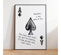 DAMAIART Affiche murale avec citations et lettres, imprimée sur toile, style moderne vintage, inspirée des cartes à poker (70 x 100 cm, sans cadre).