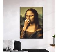 DAMAIART Affiche murale de salle de bain Mona Lisa, humour, toilettes, impressions sur toile, vintage, mauvaise odeur, décoration d'intérieur, 40 x 60 cm, sans cadre