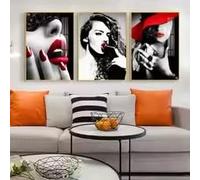 DAMAIART Affiches murales modernes pour femmes aux lèvres rouges, impressions sur toile élégantes, style nordique, décoration murale pour chambre à coucher (60 x 80 cm x 3 / sans cadre)