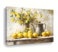 DAMAIART Beige Brown Rustic Lemon Still Life Canvas Wall Art Modern Abstract Lemon Tree Branches Poster and Prints for Living Room(30x40cm/Frameless)