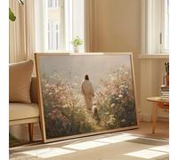 DAMAIART Christian Wall Art, Jesus Lamb in Wildflowers Wall Decor, Lost Lamb Poster Print, The Good Shepherd Wrapped Canvas Artwork(20x30cm/Frameless)