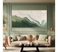 DAMAIART Impression sur toile, motif vagues de l'océan, texture verte, peinture murale Wabi-Sabi, art abstrait, grande taille, décoration (50 x 100 cm, cadre intérieur)