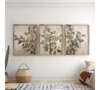 DAMAIART Lot de 3 tableaux d'eucalyptus, impressions minimalistes de branches d'eucalyptus, affiches abstraites de plantes pour la décoration de la chambre et du salon (60 x 80 cm x 3 / sans cadre)
