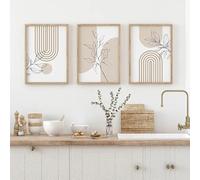 DAMAIART Neutral Wall Art Prints for Modern Minimalist Home Decor, Boho Botanical Posters, Japandi Beige Living Room Office(20x30cmx3/Frameless)
