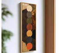 DAMAIART Tableau abstrait circulaire, impression sur toile haute et étroite, tons terreux, œuvre d'art géométrique, décoration murale (40 x 110 cm/cadre intérieur)