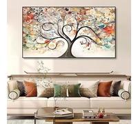 DAMAIART Tableau abstrait coloré, Peinture sur toile « L'arbre de l'amour fantastique », Grandes affiches et impressions pour la décoration du salon (40x60cm/sans cadre)