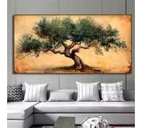 DAMAIART Tableau sur toile représentant un olivier ancien, impression grand format, art mural botanique, affiche et impressions pour la décoration du salon (60 x 120 cm/Toile tendue sur châssis)