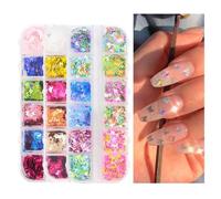 Damaiyyy Ensemble Paillettes à Ongles Papillon Flocons Holographiques Nail Art Paillettes 24 Couleurs 3D Nail Art pour Nail Art Décoration Visage Corps Décoration