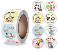 Damaiyyy Récompenses Autocollants, Joyeux Anniversaire Stickers 500 Pièces Autocollants Anniversaire Étiquette Adhésives Rouleau pour Enfants Cadeau Anniversaire Fête Décoration et Bricolage