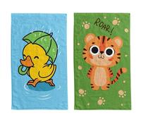 damaloo Lot de 2 serviettes de toilette pour enfant 30 x 50 cm avec motif tigre - Serviettes pour les mains pour garçon - Serviette d'invité - Canard - Petite serviette de toilette - Petit gant de