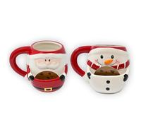 damaloo Lot de 2 tasses de Noël avec compartiment à biscuits - Tasse de Noël 3D 380 ml et anse en céramique - Tasse de Père Noël pour enfants et adultes - Tasse à thé cacao, tasse à vin chaud, tasse à