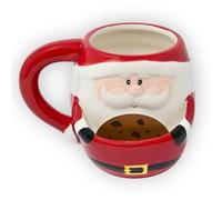 damaloo Tasse Père Noël avec compartiment à biscuits - Tasse de Noël 3D 380 ml et anse en céramique - Tasse de Père Noël pour enfants et adultes - Tasse à thé cacao, vin chaud, punch pour enfants