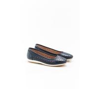Damart - Ballerines Climatyl dessus cuir perforé - Marine 38