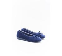 Damart - Ballerines compensées en velours - Bleu Nuit 42