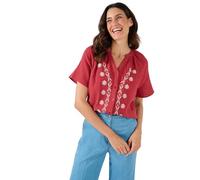 Damart - Blouse brodée en Gaze de Coton Biologique Femme Rose Taille 42