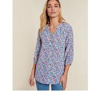 Damart - Blouse crêpe fleurie - Blanc Imprimé 38