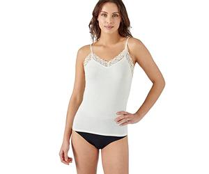 Damart - Caraco Dentelle Thermolactyl Sensitive, Femme, Blanc, Taille M, Bretelle