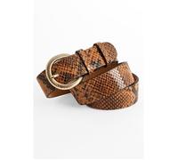 Damart - Ceinture en croûte de cuir motif animalier - Marron Animalier 80 cm