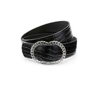 Damart - Ceinture fine aspect croco - Noir 80 cm