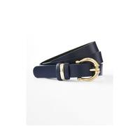 Damart - Ceinture Fine Croûte De Cuir Femme Bleu Taille 95 Cm
