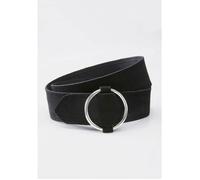 Damart - Ceinture fine en croûte de cuir suédé - Noir 95 cm