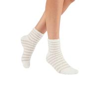 Damart - Chaussettes De Lit Thermique Thermolactyl Femme Marron Rayé Taille 39/41