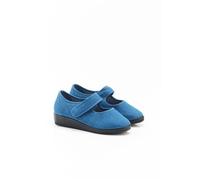 Damart - Chaussons à scratch effet jean - Bleu Denim 40