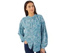 Damart - Chemisier Fibres Pure Viscose Lenzing(TM) Ecovero(TM), Femme, Col Rond, Bleu Feuillage, 48
