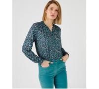 Damart - Chemisier fleuri à smocks - Bleu Fleurs 34/36