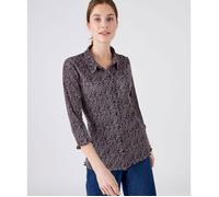 Damart - Chemisier plissé manches 3/4 - Marine Fleuri 38/40