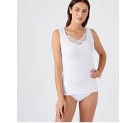 Damart - Débardeur Fine Côte Guipure Thermolactyl, Femme, Blanc, Taille 3XL, sans Manches