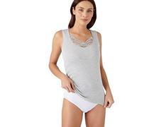 Damart - Débardeur Fine côte Guipure Thermolactyl Femme Gris Chiné Taille 54-56 (XXL)