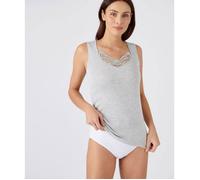 Damart - Débardeur fine côte guipure Thermolactyl - Gris chiné 58/60