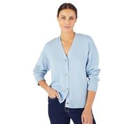 Damart - Gilet Uni Ou Rayé Esprit Marin, Femme, Col V, Bleu Grisé, 46/48