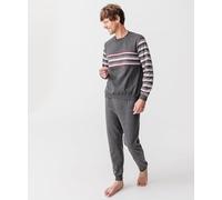 Damart Homme Pyjama Thermolactyl Molleton Ensemble De, Gris Rayé, XL EU