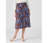 Damart - Jupe à basque en maille crêpe imprimé - Marron Fleuri 34/36