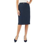 Damart - Jupe Droite Enfilable Boucle Fantaisie pour Femme, Coupe Standard, Marine, 48