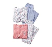 Damart - Lot De 2 Pyjamas Maille Jersey Pur Coton Peigné Femme Rose Imprimé Taille 38-40 (S)