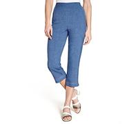 Damart - Pantacourt Droit Tissu Texturé pour Femme, Coupe Ample, Bleu, 52