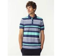 Damart - Polo maille piquée rayé - Marine Turquoise S