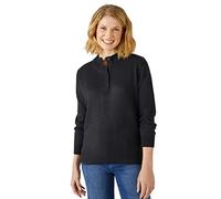 Damart - Pull Col Montant Boutonné, Femme, Col Tunisien, Noir, Manche Longue