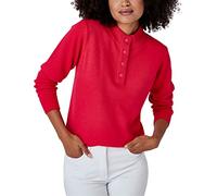 Damart - Pull Col Montant Boutonné, Femme, Col Tunisien, Rose Framboise, Manche Longue