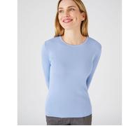 Damart - Pull col rond 50% laine mérinos uni et rayé - Bleu ciel 38/40