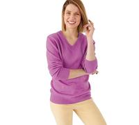 Damart - Pull Col v Maille Jersey, Femme, Mauve, 54/56