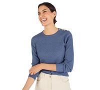 Damart - Pull côtelé uni ou rayé Thermolactyl Femme Bleu Taille 46/48