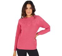 Damart - Pull Détails Ajourés, Femme, Col Rond, Framboise, 46/48