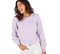 Damart - Pull Doux Broderie Fleur, Femme, Col Rond, Mauve, 42/44