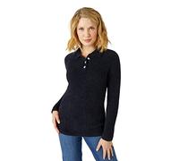 Damart - Pull en Maille Poilue, Femme, Col Polo, Noir, Manche Longue