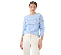 Damart - Pull Jacquard Thermolactyl Femme Bleu Chiné Taille 42/44